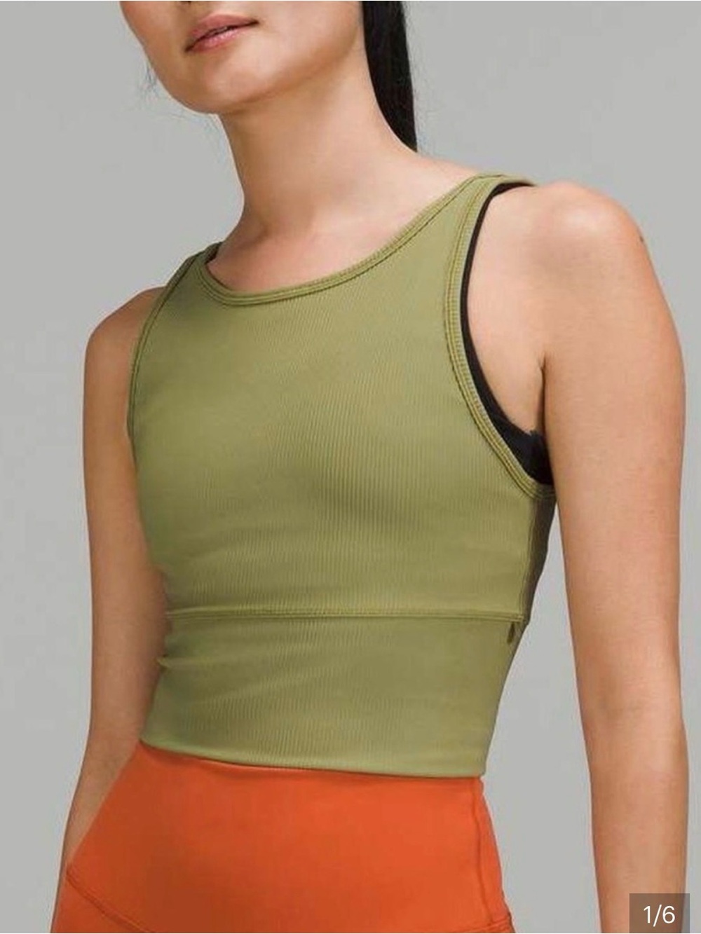 Lululemon Power Pivot Ribbed Tank Green Sz 2